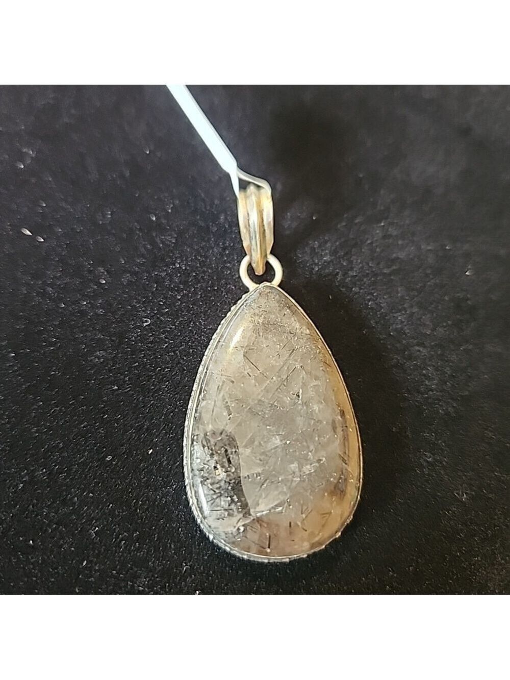 925 Sterling‎ Silver 2in Himalayan Black Tourmaline Pendant - Picture 2 of 5